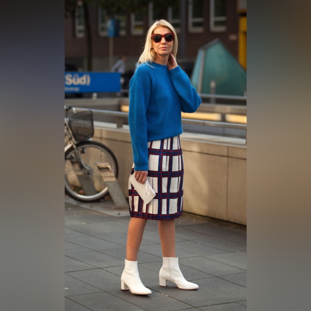NWT Tory Burch Harper Pleated Plaid Silk-Twill Skirt Size 0